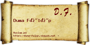 Duma Fülöp névjegykártya